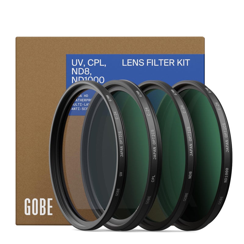 Gobe 77mm UV, Circular Polarizing (CPL), ND8, ND1000 Lens Filter Kit - Image 1